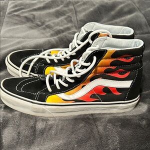 Vans High-Top Flame Sneakers - Black, Red, Yellow